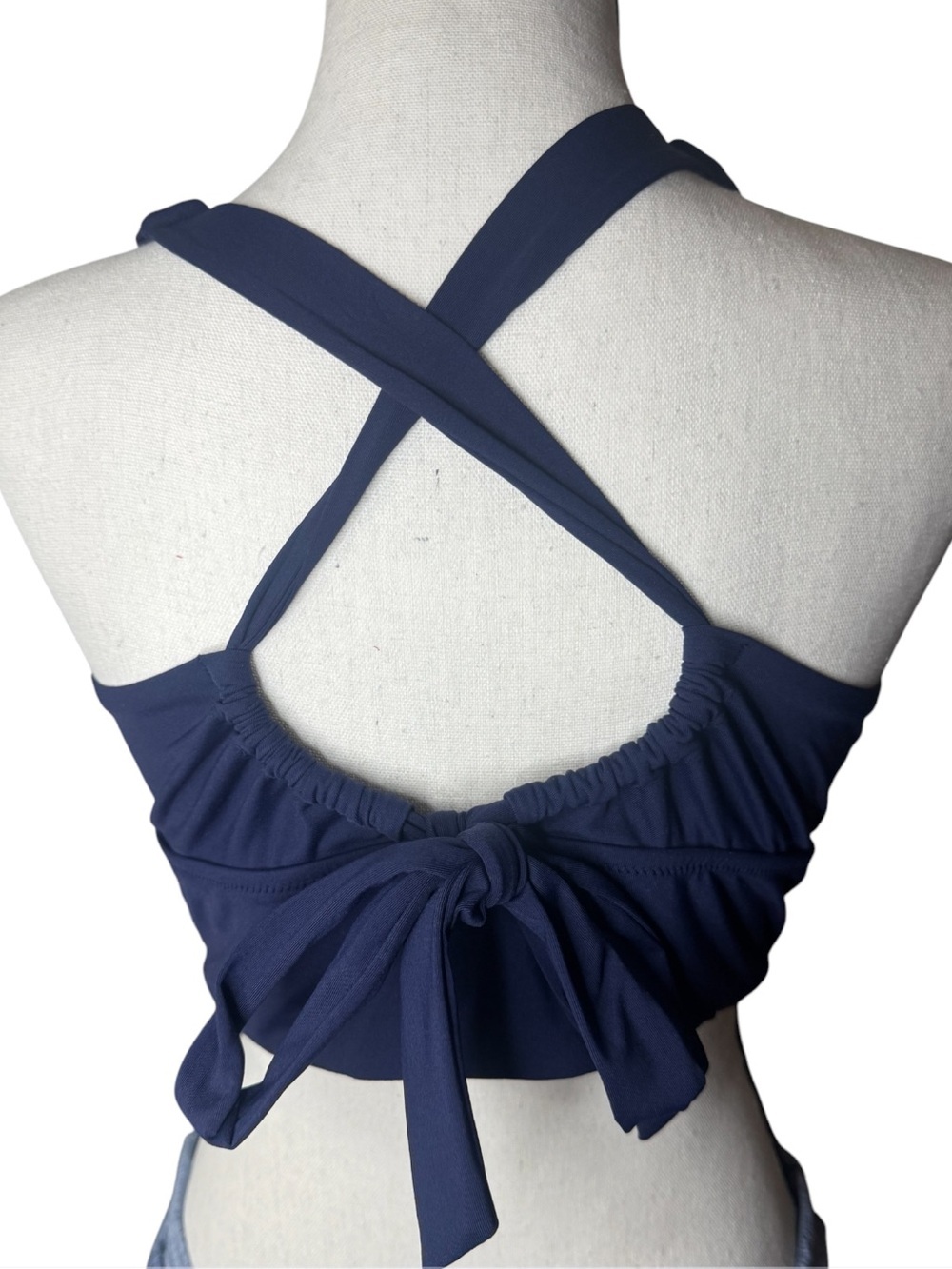 Athleta Large Navy Plunge Bikini Top | Halter Swim Top | Athletic Swimwear - Picture 6 of 7